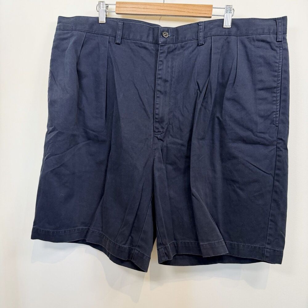 VTG Polo Ralph Lauren Tyler Shorts Mens 44 B Navy Blue Pleated 90s Chino Preppy